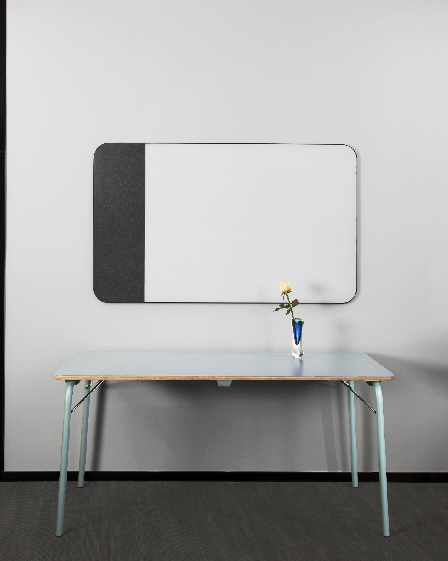 wall-mounted glass whiteboard