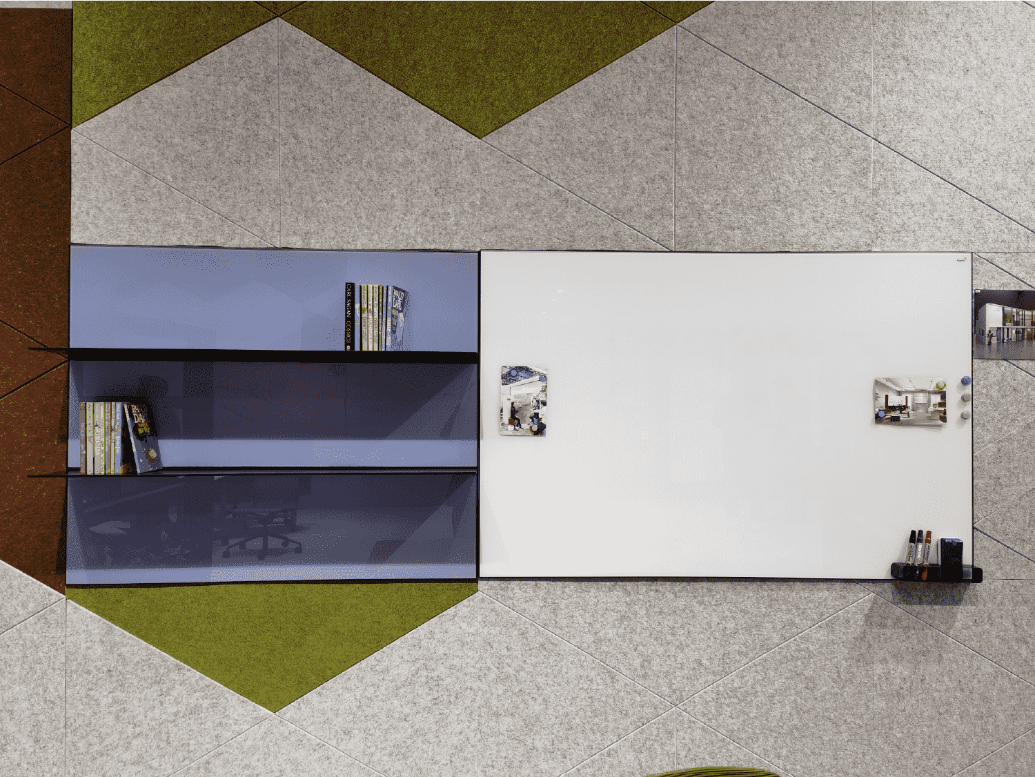 wall-mounted glass whiteboard