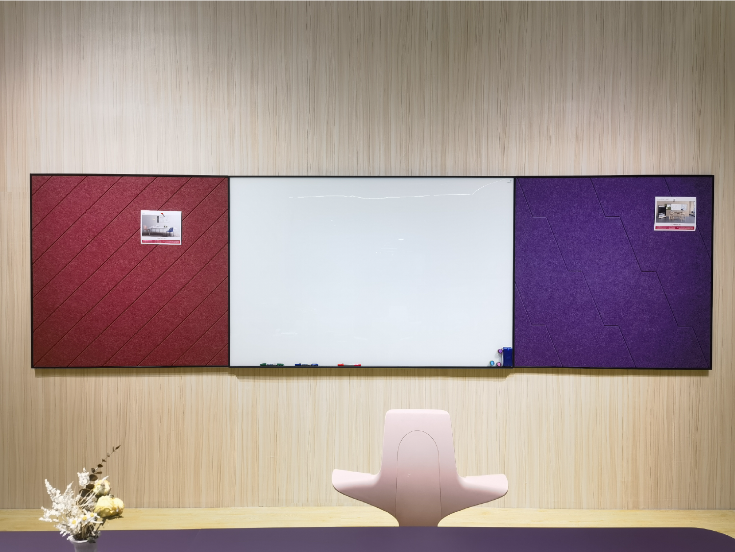 wall-mounted glass whiteboard