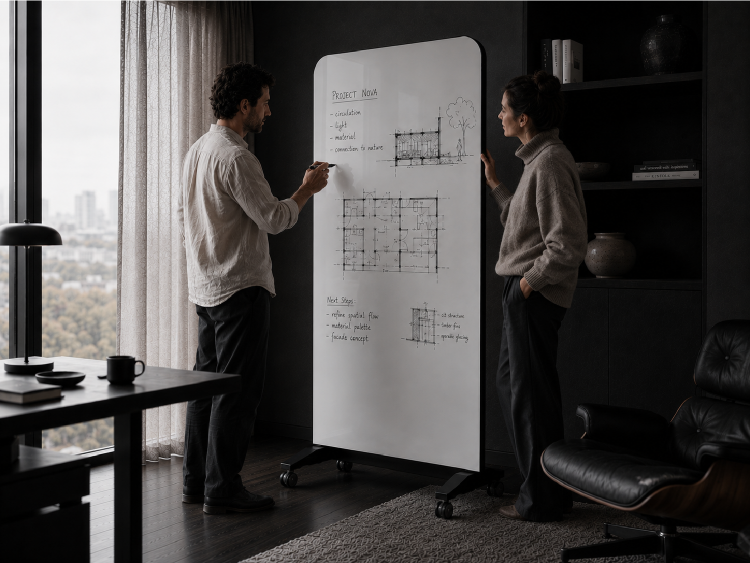 Mobile Whiteboard for Open Plan Offices – Acoustic Screen & Writing Board Combo