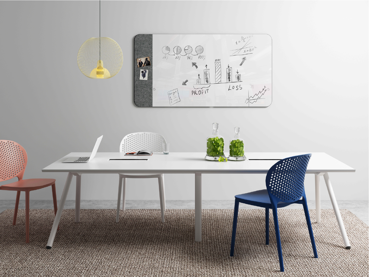 wall-mounted glass whiteboard