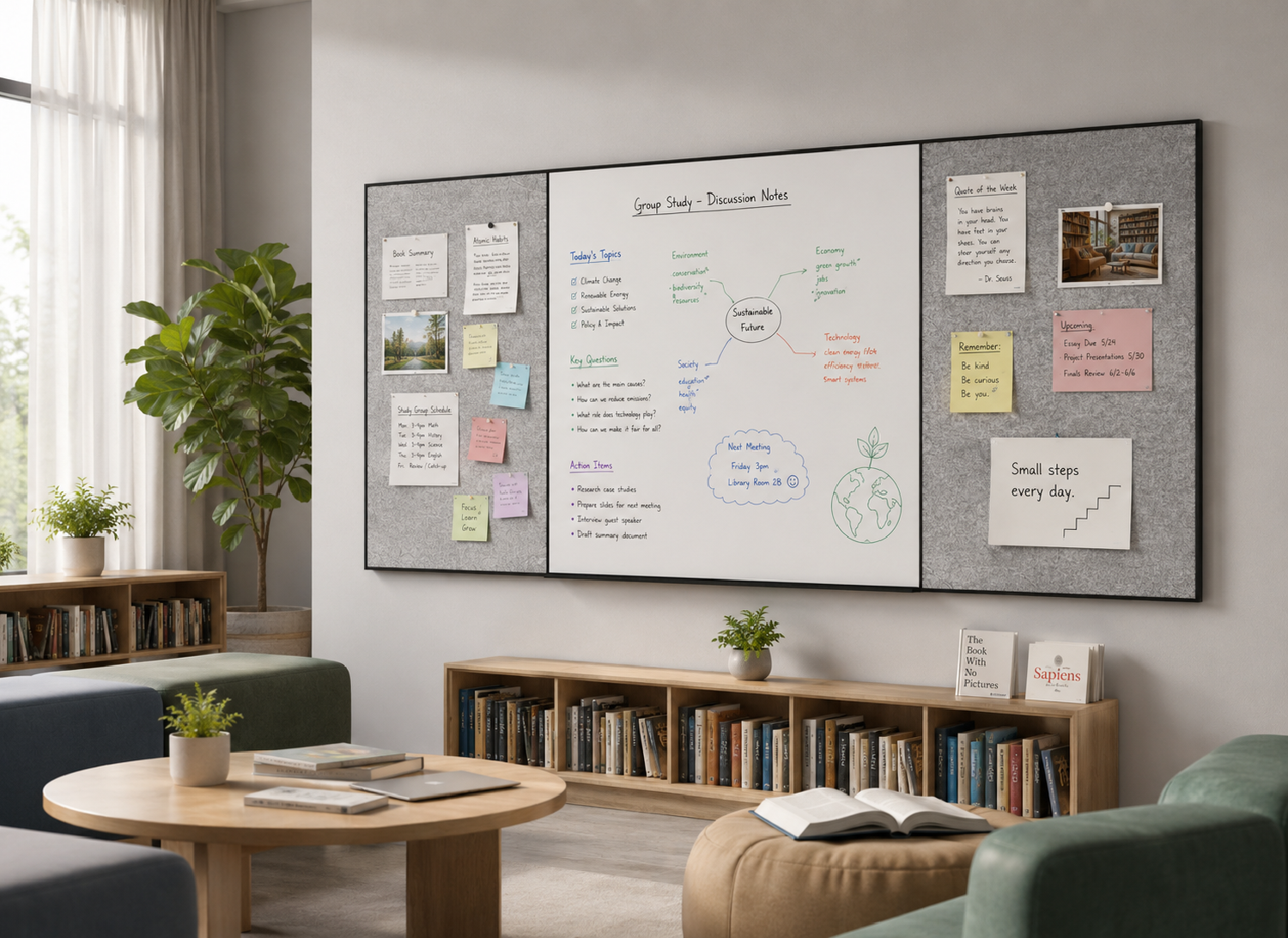wall-mounted glass whiteboard