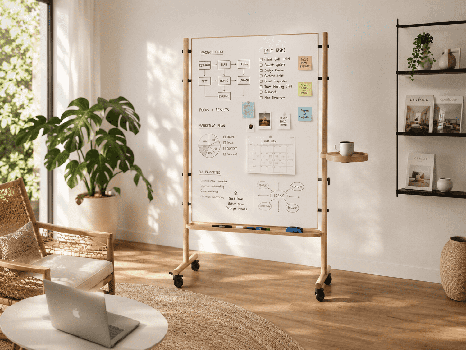 wood stand whiteboard