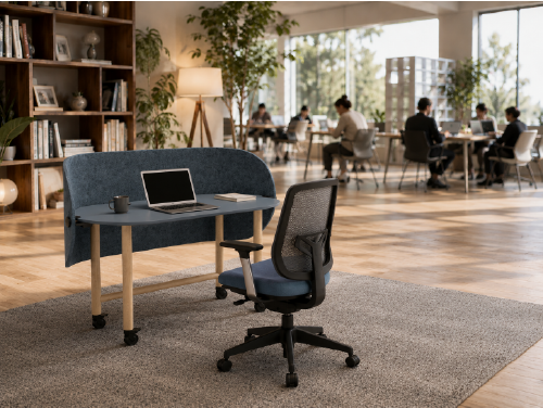 Office workstation with screen